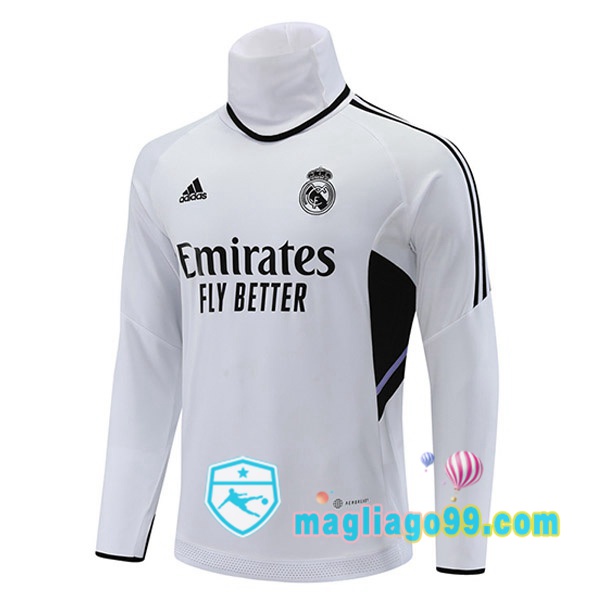 Magliago - Passione Maglie Thai Affidabili Basso Costo Online Shop | Felpa Calcio Real Madrid Collo Alto Bianco 2022/2023