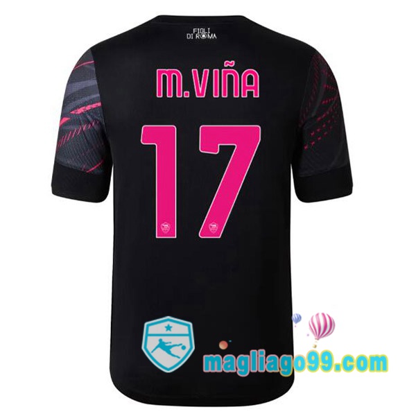 Magliago - Passione Maglie Thai Affidabili Basso Costo Online Shop | Maglia AS Roma (M.VIÑA 17) Terza Nero 2022/2023