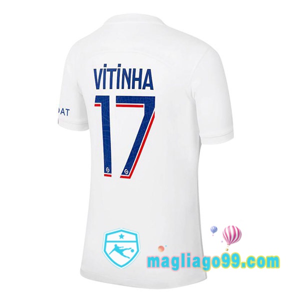 Magliago - Passione Maglie Thai Affidabili Basso Costo Online Shop | Maglia Paris PSG (VITINHA 17) Terza Bianco 2022/2023