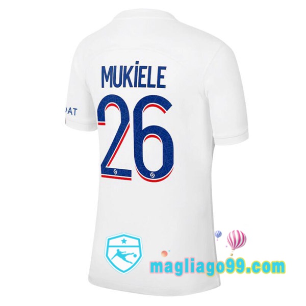 Magliago - Passione Maglie Thai Affidabili Basso Costo Online Shop | Maglia Paris PSG (MUKIELE 26) Terza Bianco 2022/2023