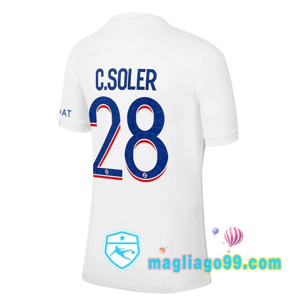 Magliago - Passione Maglie Thai Affidabili Basso Costo Online Shop | Maglia Paris PSG (C. SOLER 28) Terza Bianco 2022/2023