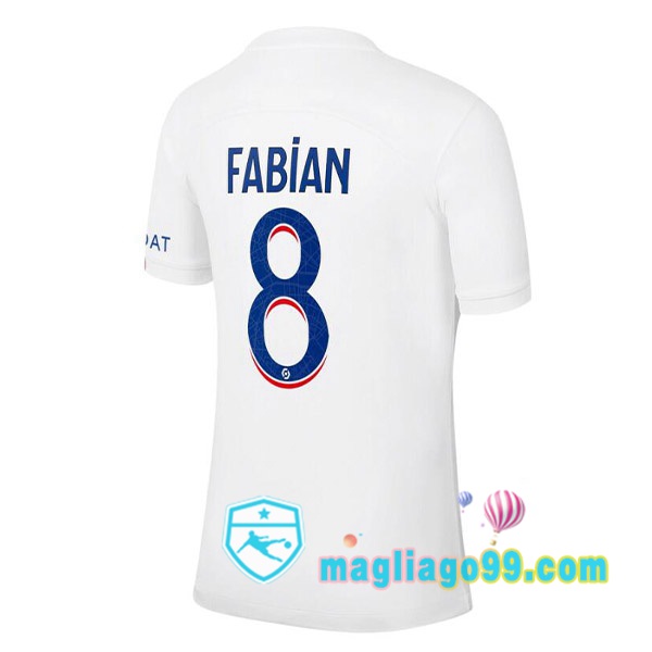 Magliago - Passione Maglie Thai Affidabili Basso Costo Online Shop | Maglia Paris PSG (FABIAN 8) Terza Bianco 2022/2023