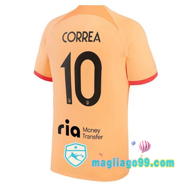 Magliago - Passione Maglie Thai Affidabili Basso Costo Online Shop | Maglia Atletico Madrid (CORREA 10) Terza Arancione 2022/2023