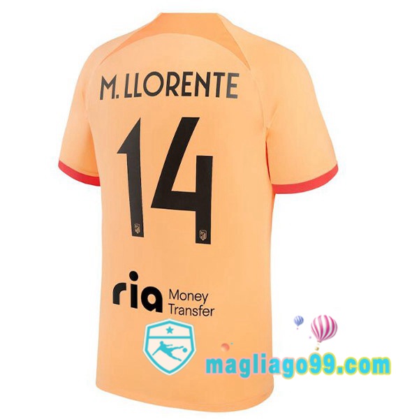 Magliago - Passione Maglie Thai Affidabili Basso Costo Online Shop | Maglia Atletico Madrid (M. LLORENTE 14) Terza Arancione 2022/2023