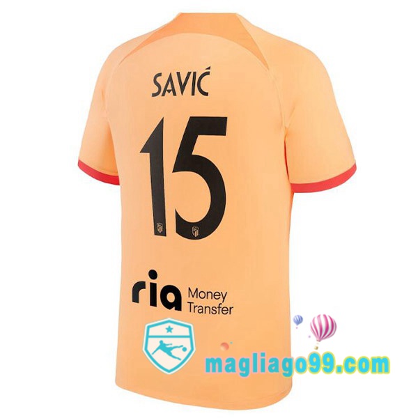 Magliago - Passione Maglie Thai Affidabili Basso Costo Online Shop | Maglia Atletico Madrid (SAVIC 15) Terza Arancione 2022/2023