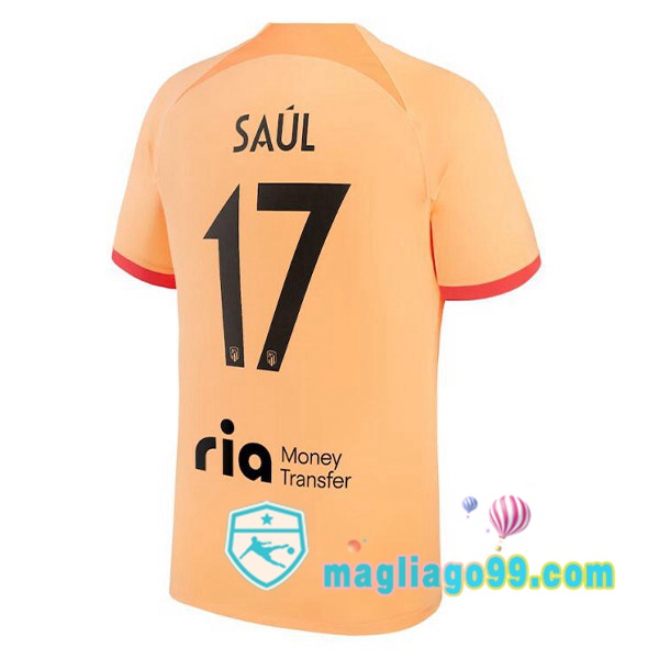 Magliago - Passione Maglie Thai Affidabili Basso Costo Online Shop | Maglia Atletico Madrid (SAÚL 17) Terza Arancione 2022/2023