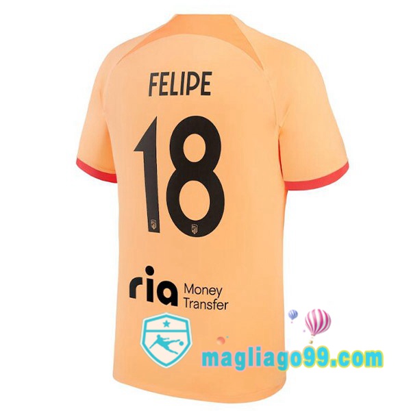 Magliago - Passione Maglie Thai Affidabili Basso Costo Online Shop | Maglia Atletico Madrid (FELIPE 18) Terza Arancione 2022/2023