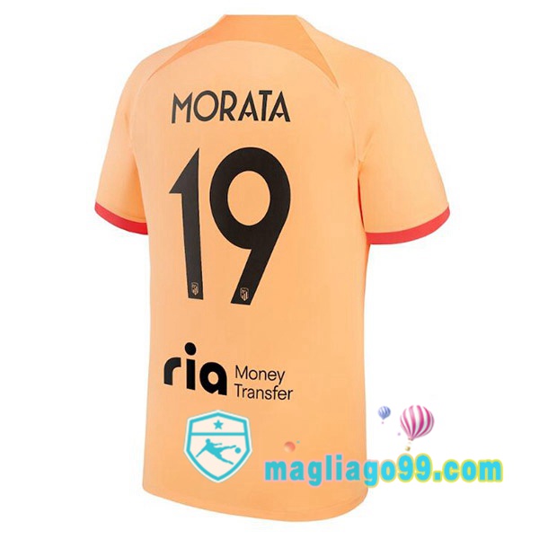 Magliago - Passione Maglie Thai Affidabili Basso Costo Online Shop | Maglia Atletico Madrid (MORATA 19) Terza Arancione 2022/2023
