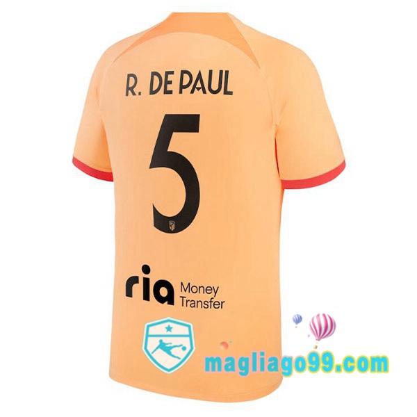Magliago - Passione Maglie Thai Affidabili Basso Costo Online Shop | Maglia Atletico Madrid (R. DE PAUL 5) Terza Arancione 2022/2023