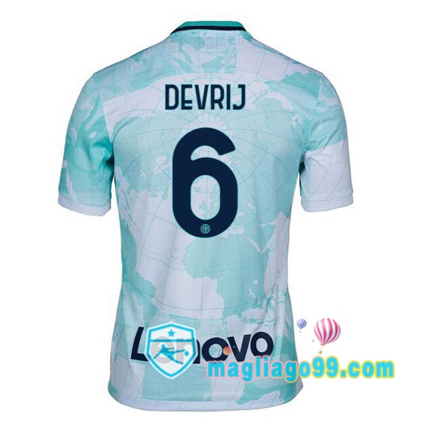 Magliago - Passione Maglie Thai Affidabili Basso Costo Online Shop | Maglia Inter Milan (DE VRIJ 6) Seconda Bianco Verde 2022/2023