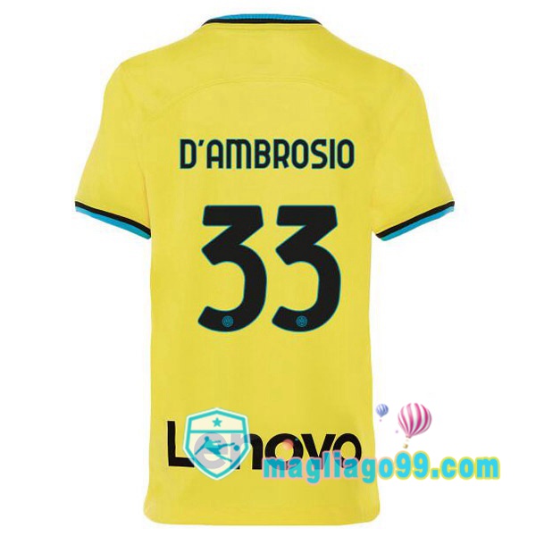 Magliago - Passione Maglie Thai Affidabili Basso Costo Online Shop | Maglia Inter Milan (D'AMBROSIO 33) Terza Giallo 2022/2023