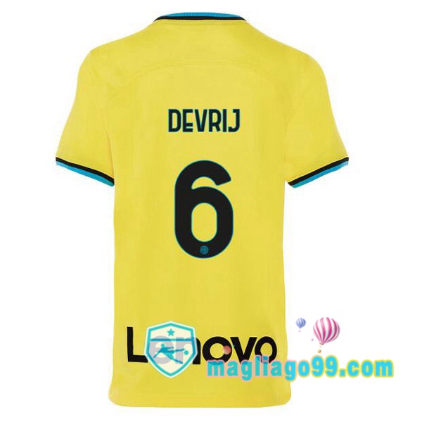 Magliago - Passione Maglie Thai Affidabili Basso Costo Online Shop | Maglia Inter Milan (DE VRIJ 6) Terza Giallo 2022/2023