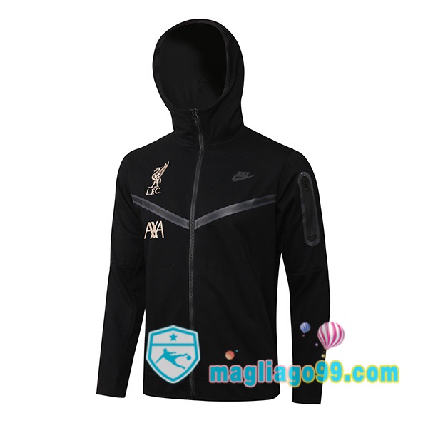 Magliago - Passione Maglie Thai Affidabili Basso Costo Online Shop | Giacca Con Cappuccio FC Liverpool Nero 2021/2022