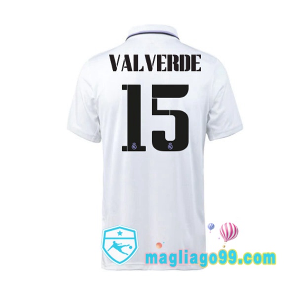 Magliago - Passione Maglie Thai Affidabili Basso Costo Online Shop | Maglia Real Madrid (Valverde 15) Prima Bianco 2022/2023