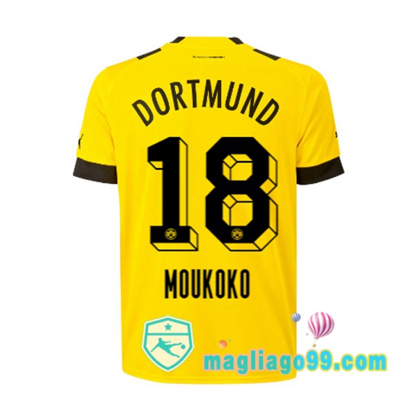 Magliago - Passione Maglie Thai Affidabili Basso Costo Online Shop | Maglia Dortmund BVB (Moukoko 18) Prima Giallo 2022/2023