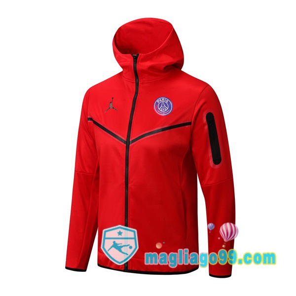 Magliago - Passione Maglie Thai Affidabili Basso Costo Online Shop | Giacca Con Cappuccio JORDAN Paris PSG Rosso 2022/2023