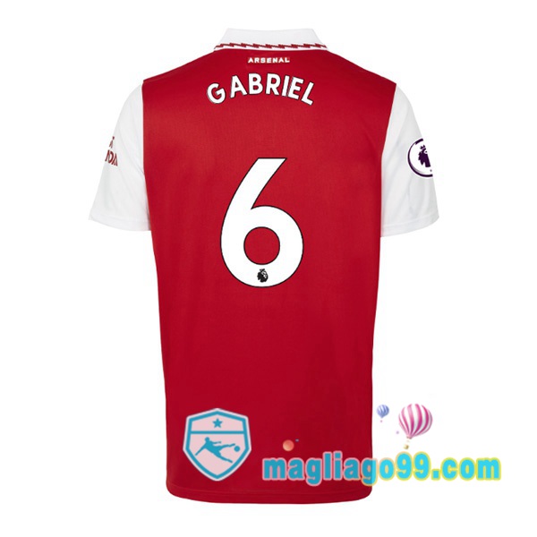 Magliago - Passione Maglie Thai Affidabili Basso Costo Online Shop | Maglia Calcio Arsenal (GABRIEL 6) Prima Rosso Bianco 2022/2023