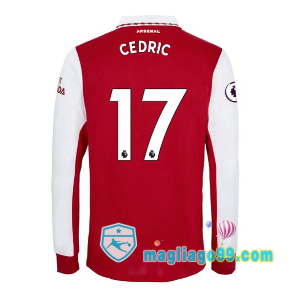 Magliago - Passione Maglie Thai Affidabili Basso Costo Online Shop | Maglia Calcio Arsenal (CEDRIC 17) Prima Maniche Lunghe Rosso Bianco 2022/2023