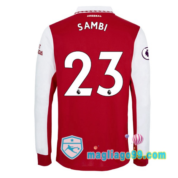 Magliago - Passione Maglie Thai Affidabili Basso Costo Online Shop | Maglia Calcio Arsenal (SAMBI 23) Prima Maniche Lunghe Rosso Bianco 2022/2023