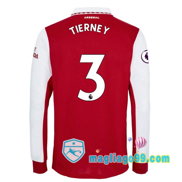 Magliago - Passione Maglie Thai Affidabili Basso Costo Online Shop | Maglia Calcio Arsenal (TIERNEY 3) Prima Maniche Lunghe Rosso Bianco 2022/2023