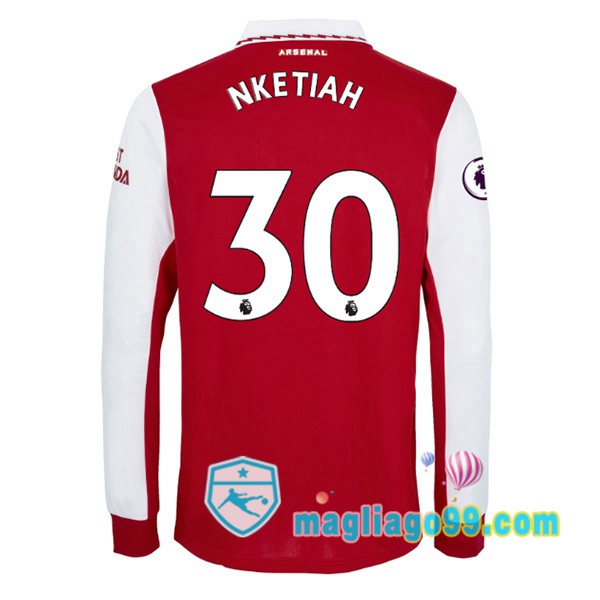 Magliago - Passione Maglie Thai Affidabili Basso Costo Online Shop | Maglia Calcio Arsenal (NKETIAH 30) Prima Maniche Lunghe Rosso Bianco 2022/2023