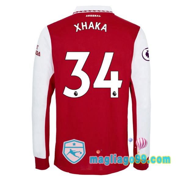 Magliago - Passione Maglie Thai Affidabili Basso Costo Online Shop | Maglia Calcio Arsenal (XHAKA 34) Prima Maniche Lunghe Rosso Bianco 2022/2023