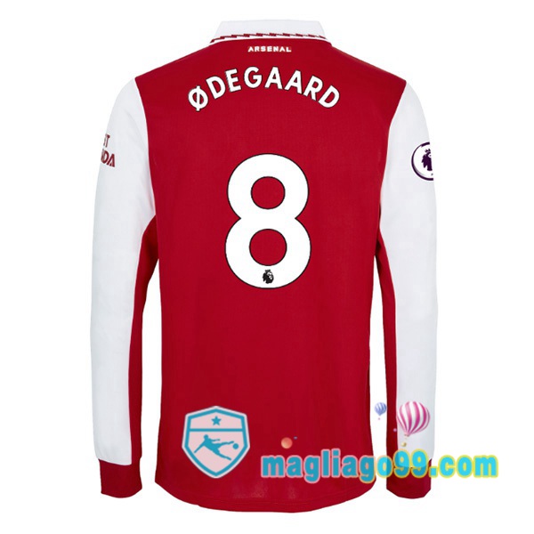 Magliago - Passione Maglie Thai Affidabili Basso Costo Online Shop | Maglia Calcio Arsenal (ØDEGAARD 8) Prima Maniche Lunghe Rosso Bianco 2022/2023