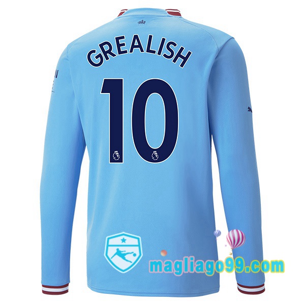 Magliago - Passione Maglie Thai Affidabili Basso Costo Online Shop | Maglia Calcio Manchester City (Jack Grealish 10) Prima Maniche Lunghe Blu 2022/2023