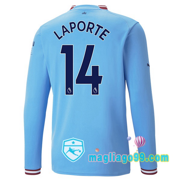Magliago - Passione Maglie Thai Affidabili Basso Costo Online Shop | Maglia Calcio Manchester City (Aymeric Laporte 14) Prima Maniche Lunghe Blu 2022/2023