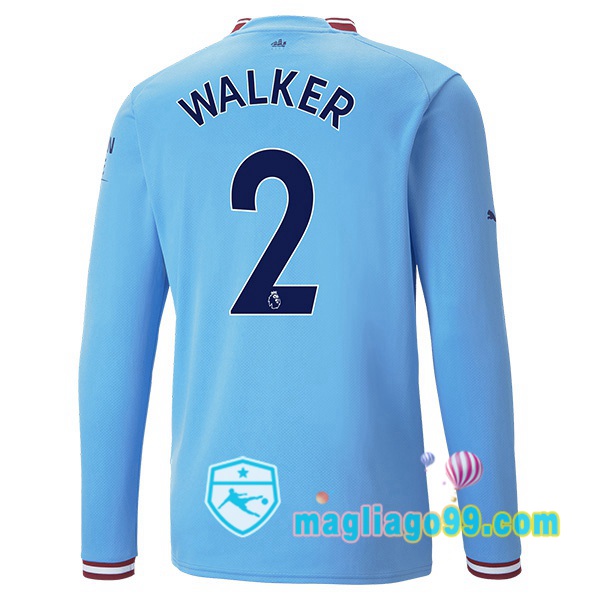 Magliago - Passione Maglie Thai Affidabili Basso Costo Online Shop | Maglia Calcio Manchester City (Kyle Walker 2) Prima Maniche Lunghe Blu 2022/2023