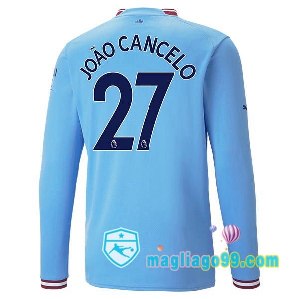 Magliago - Passione Maglie Thai Affidabili Basso Costo Online Shop | Maglia Calcio Manchester City (João Cancelo 27) Prima Maniche Lunghe Blu 2022/2023