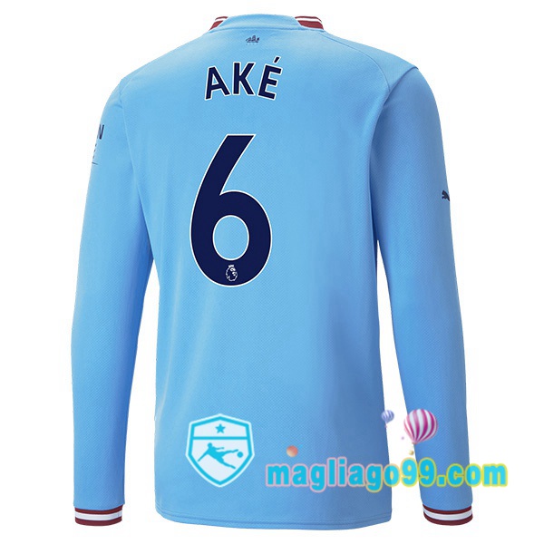 Magliago - Passione Maglie Thai Affidabili Basso Costo Online Shop | Maglia Calcio Manchester City (Nathan Ake 6) Prima Maniche Lunghe Blu 2022/2023