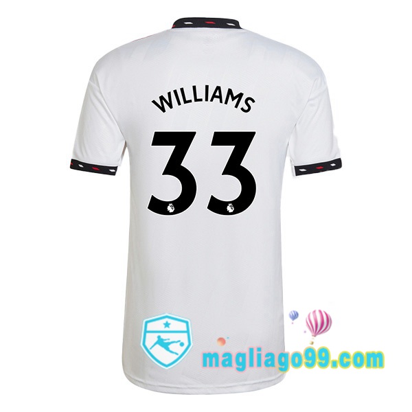 Magliago - Passione Maglie Thai Affidabili Basso Costo Online Shop | Maglia Manchester United (WILLIAMS 33) Seconda Bianco 2022/2023