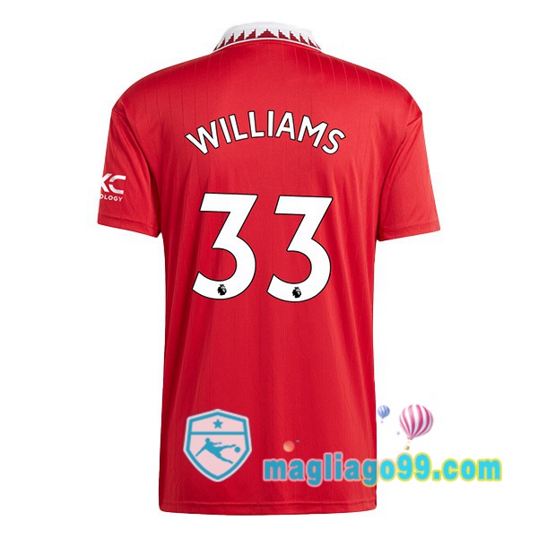 Magliago - Passione Maglie Thai Affidabili Basso Costo Online Shop | Maglia Manchester United (WILLIAMS 33) Prima Rosso 2022/2023