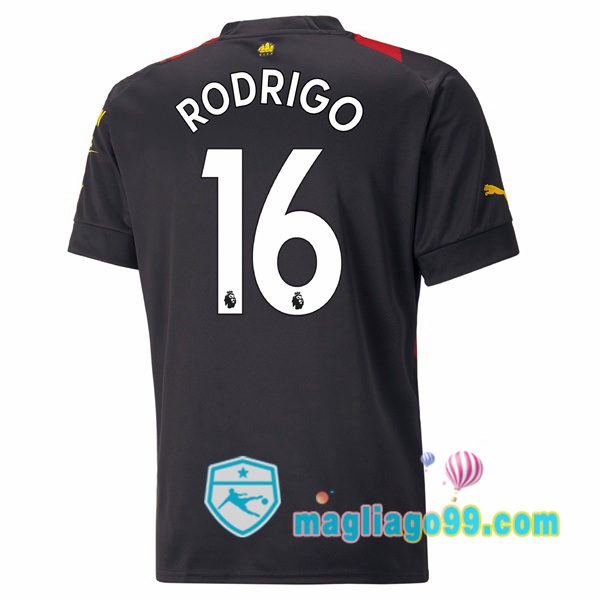 Magliago - Passione Maglie Thai Affidabili Basso Costo Online Shop | Maglia Manchester City (Rodrigo 16) Seconda Rosso Nero 2022/2023