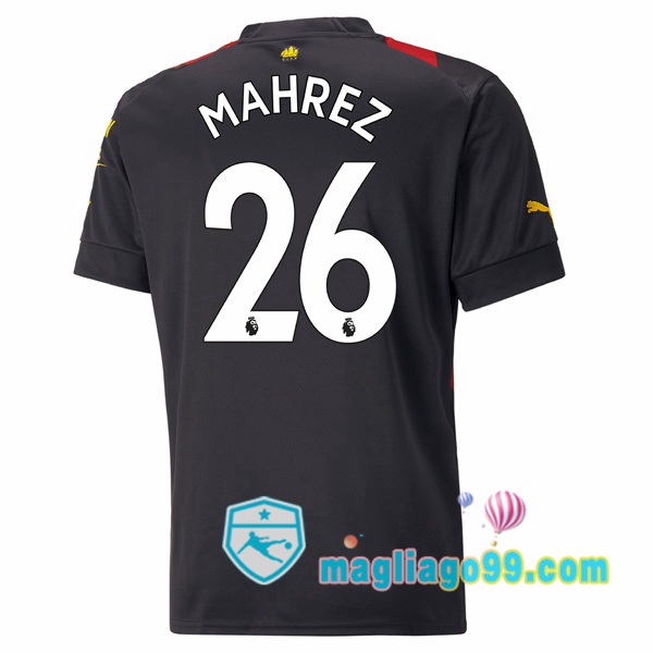 Magliago - Passione Maglie Thai Affidabili Basso Costo Online Shop | Maglia Manchester City (Riyad Mahrez 26) Seconda Rosso Nero 2022/2023