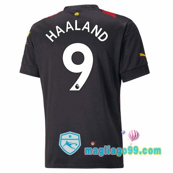 Magliago - Passione Maglie Thai Affidabili Basso Costo Online Shop | Maglia Manchester City (Erling Haaland 9) Seconda Rosso Nero 2022/2023