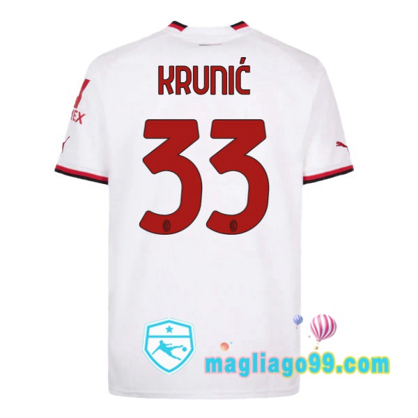 Magliago - Passione Maglie Thai Affidabili Basso Costo Online Shop | Maglia AC Milan (KRUNIĆ 33) Seconda Bianco 2022/2023