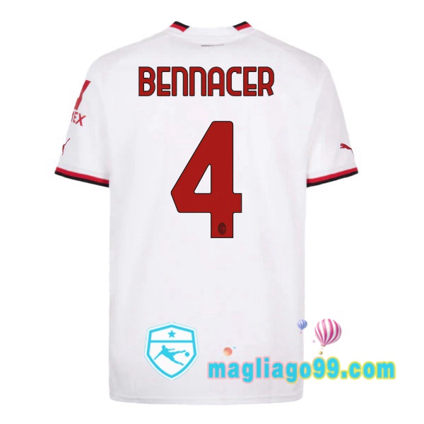 Magliago - Passione Maglie Thai Affidabili Basso Costo Online Shop | Maglia AC Milan (BENNACER 4) Seconda Bianco 2022/2023