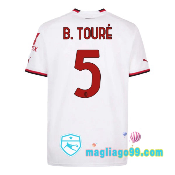 Magliago - Passione Maglie Thai Affidabili Basso Costo Online Shop | Maglia AC Milan (B. TOURÉ 5) Seconda Bianco 2022/2023