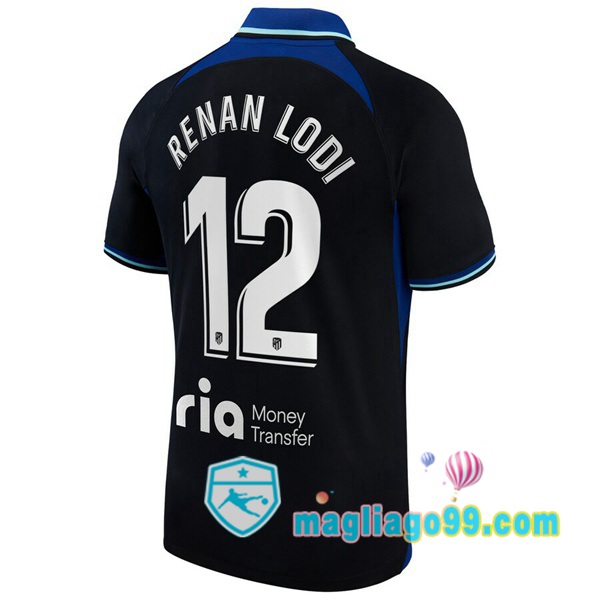 Magliago - Passione Maglie Thai Affidabili Basso Costo Online Shop | Maglia Atletico Madrid (Renan Lodi 12) Seconda Nero 2022/2023