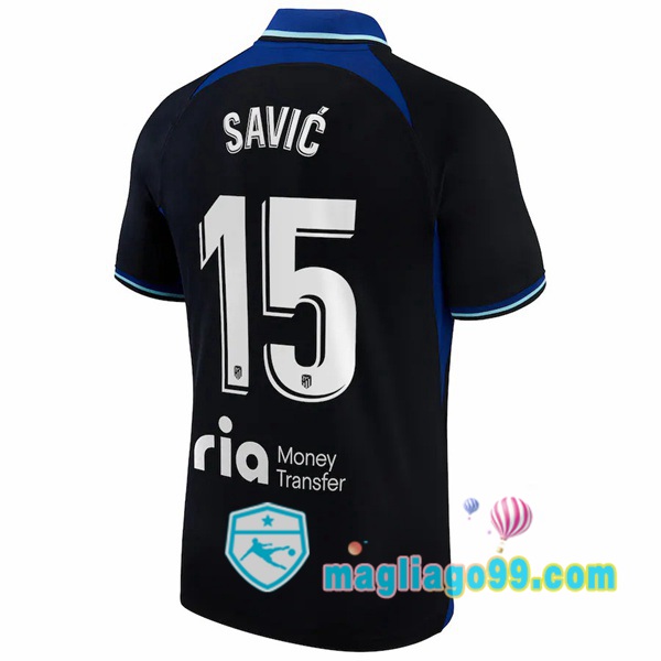 Magliago - Passione Maglie Thai Affidabili Basso Costo Online Shop | Maglia Atletico Madrid (Savic 15) Seconda Nero 2022/2023