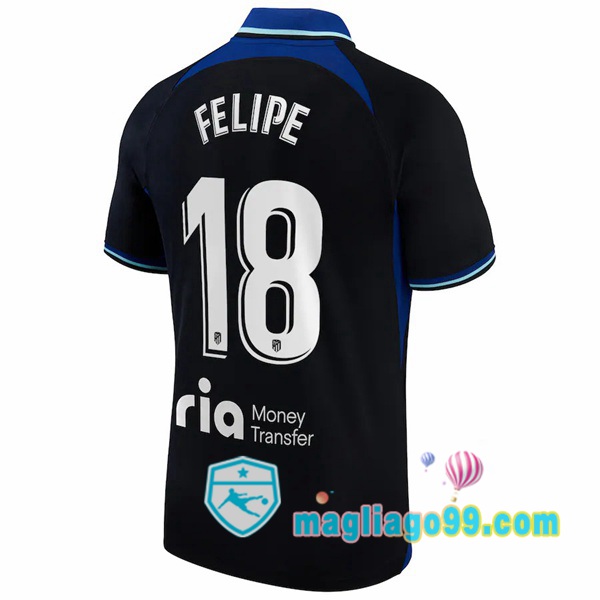 Magliago - Passione Maglie Thai Affidabili Basso Costo Online Shop | Maglia Atletico Madrid (Felipe 18) Seconda Nero 2022/2023