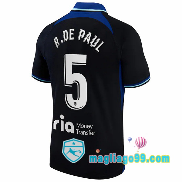 Magliago - Passione Maglie Thai Affidabili Basso Costo Online Shop | Maglia Atletico Madrid (R. De Paul 5) Seconda Nero 2022/2023