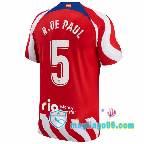 Magliago - Passione Maglie Thai Affidabili Basso Costo Online Shop | Maglia Atletico Madrid (R. De Paul 5) Prima Rosso 2022/2023