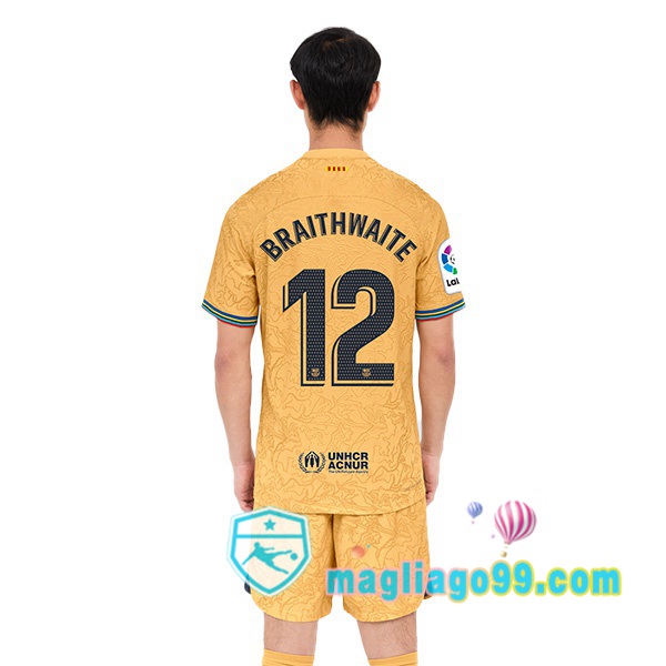 Magliago - Passione Maglie Thai Affidabili Basso Costo Online Shop | Maglia FC Barcellona (Martin Braithwaite 12) Seconda Giallo 2022/2023