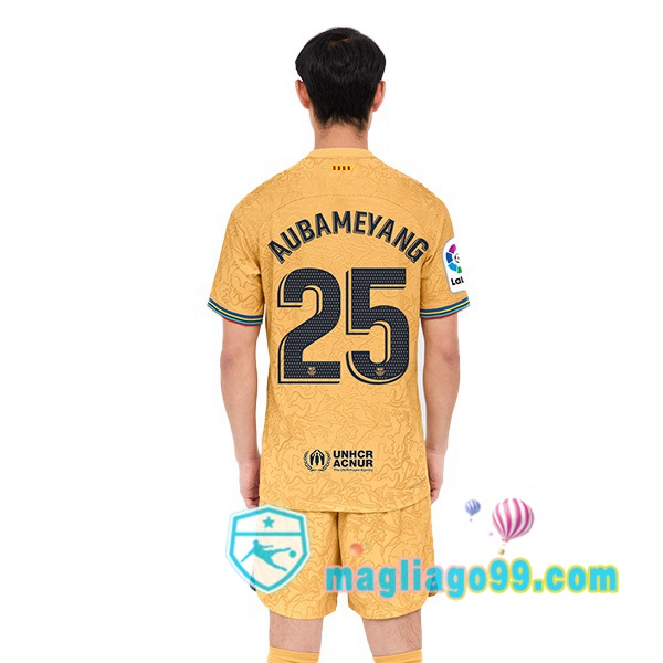 Magliago - Passione Maglie Thai Affidabili Basso Costo Online Shop | Maglia FC Barcellona (Aubameyang 25) Seconda Giallo 2022/2023