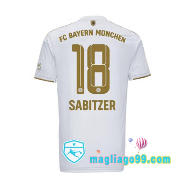 Magliago - Passione Maglie Thai Affidabili Basso Costo Online Shop | Maglia Calcio Bayern Monaco (Sabitzer 18) Seconda Bianco 2022/2023