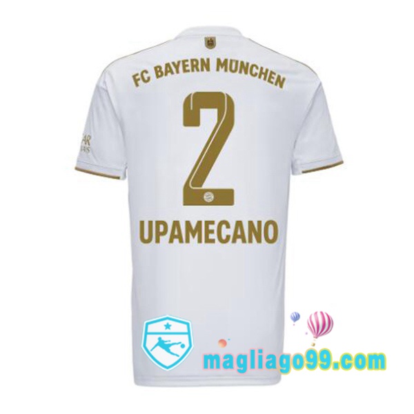 Magliago - Passione Maglie Thai Affidabili Basso Costo Online Shop | Maglia Calcio Bayern Monaco (Upamecano 2) Seconda Bianco 2022/2023