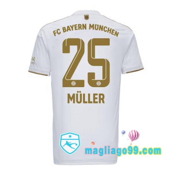 Magliago - Passione Maglie Thai Affidabili Basso Costo Online Shop | Maglia Calcio Bayern Monaco (Müller 25) Seconda Bianco 2022/2023